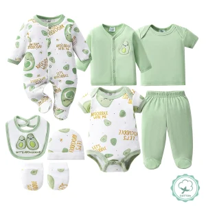 8pcs Newborn Baby Set, 100% Cotton