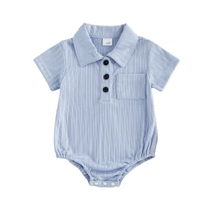 Baby Boy Short Sleeve Button Romper Bodysuit