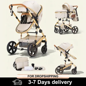 2 in 1 Baby Stroller Foldable Lightweight Carriage Reversible Bassinet