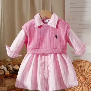 Two-piece baby girl embroidered vest